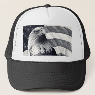 Camionero Eagle y gorra de la bandera