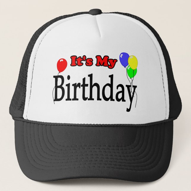 Camionero Es mi gorra del cumpleaños de los globos del (Anverso)