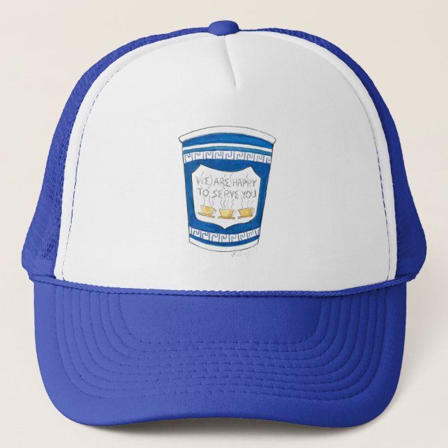 Camionero Feliz De Servirte Gorra De La Copa De Café Griega  (Anverso)