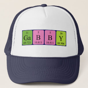 Camionero Gabby gorra de nombre de tabla periódica