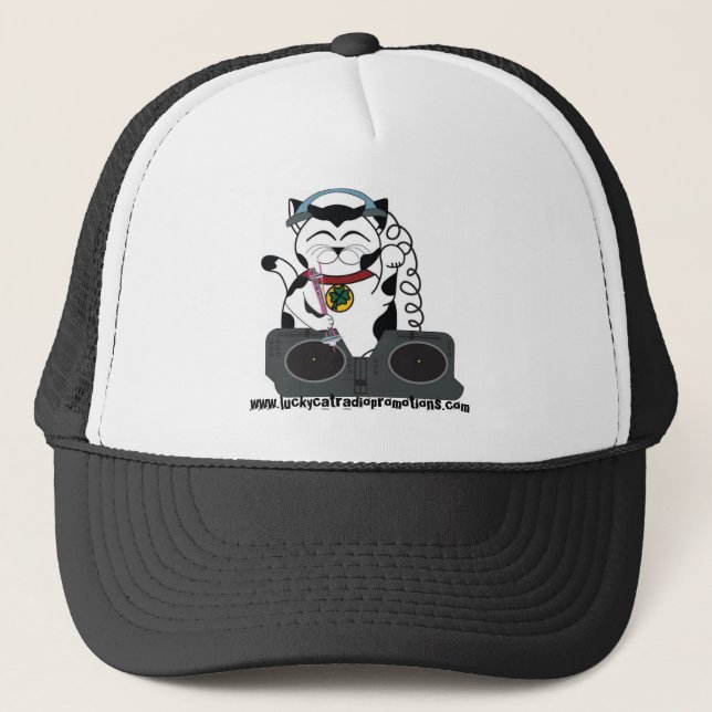 Camionero gorra afortunado del gato de DJ (Anverso)