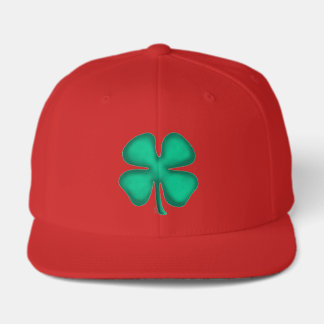 Camionero Gorra ajustable de 6 paneles roja Lucky 4 Leaf tré