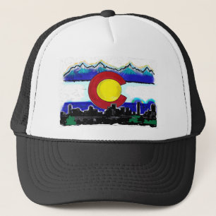 Camionero Gorra artístico del deco del horizonte de Denver