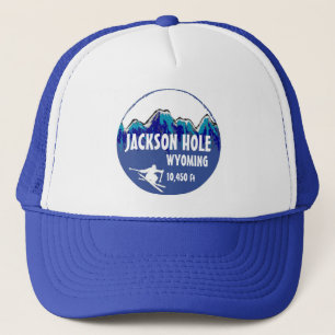 Camionero Gorra azul del arte del esquí de Jackson Hole