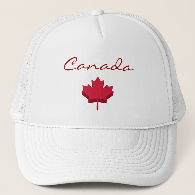 Camionero Gorra blanco de bandera de Canadá (Anverso)