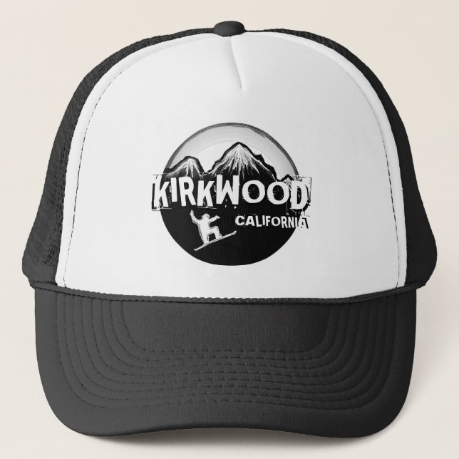 Camionero Gorra blanco negro del snowboarder de Kirkwood (Anverso)
