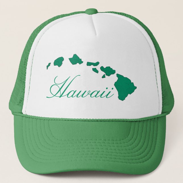 Camionero Gorra blanco verde de las islas de Hawái (Anverso)