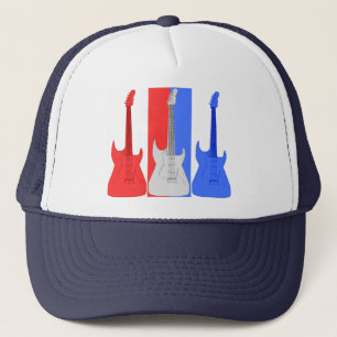 Camionero Gorra blanco y azul rojo de las guitarras