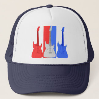 Camionero Gorra blanco y azul rojo de las guitarras