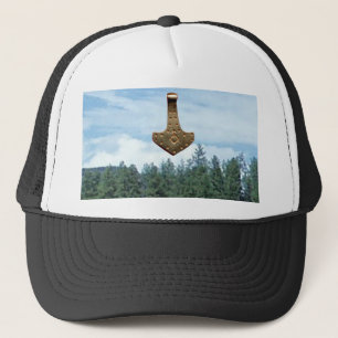 Camionero Gorra blanco y negro con árboles de martillo Ther