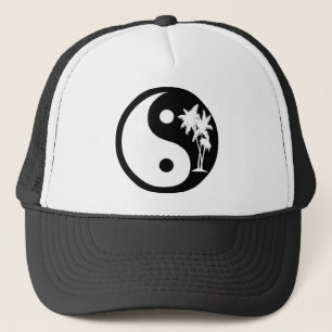 Camionero Gorra blanco y negro de Yin Yang de la palmera