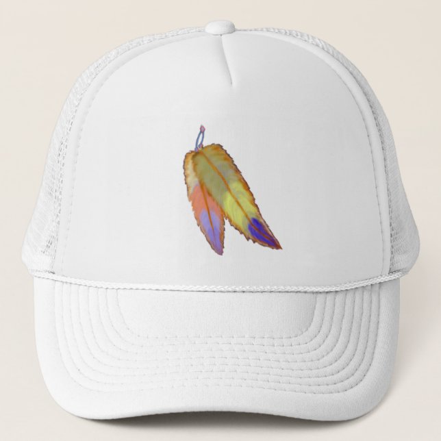 Camionero Gorra colorido de las plumas (Anverso)