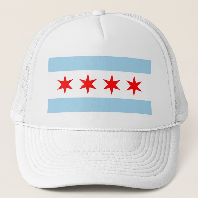Camionero Gorra con Bandera de Chicago, Estado de Illinois - (Anverso)