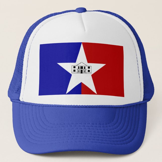 Camionero Gorra con bandera de San Antonio, Texas, Estados U (Anverso)