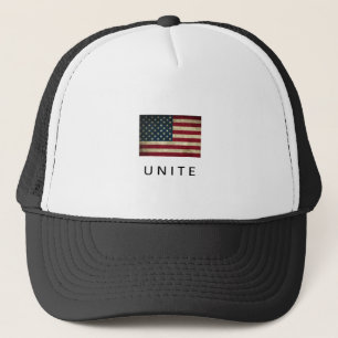 Camionero Gorra con mensaje de unidad de la bandera estadoun