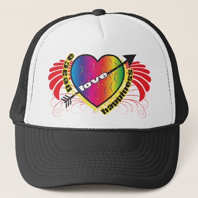 Camionero Gorra de amor y felicidad negro (Anverso)