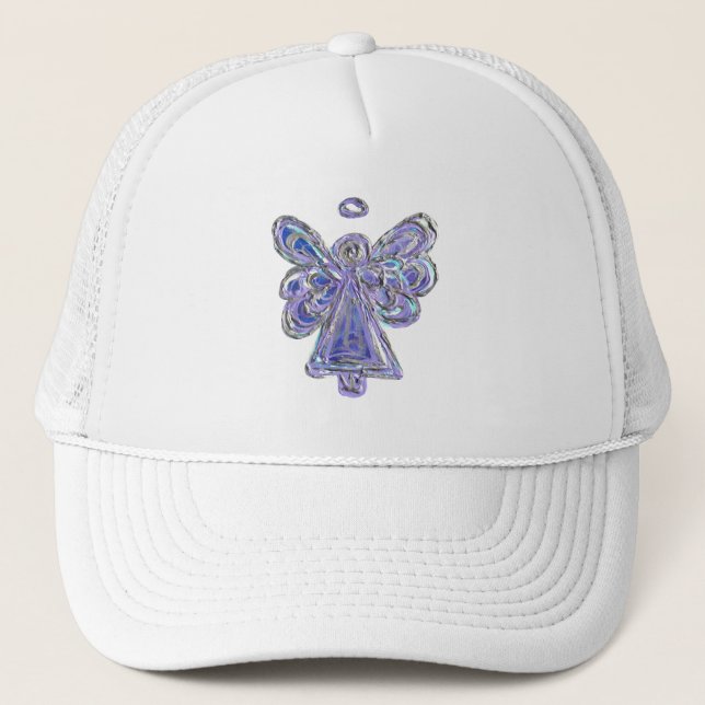 Camionero Gorra de arte de ángel de tutela morada Personaliz (Anverso)
