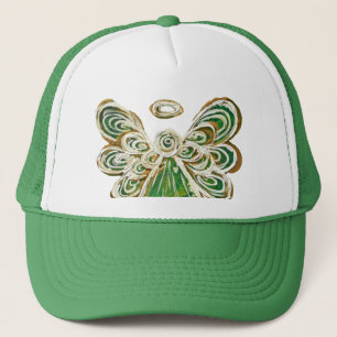 Camionero Gorra de arte de ángel de tutela verde Personaliza