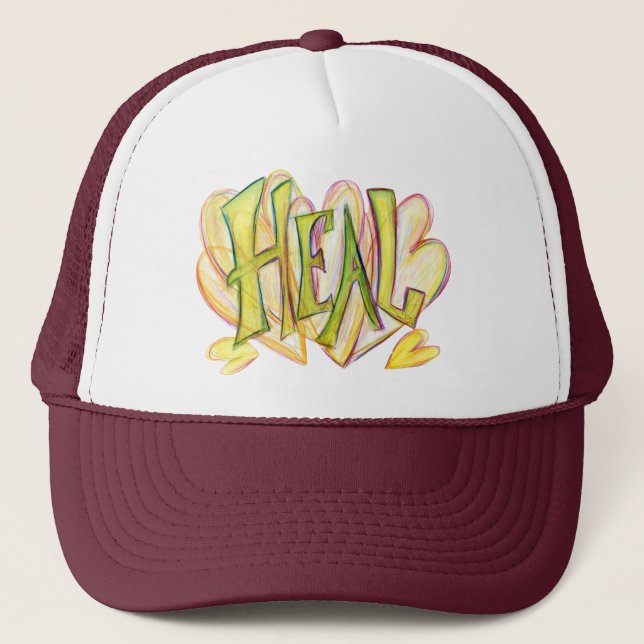 Camionero Gorra de arte de curación de palabras inspiradoras (Anverso)