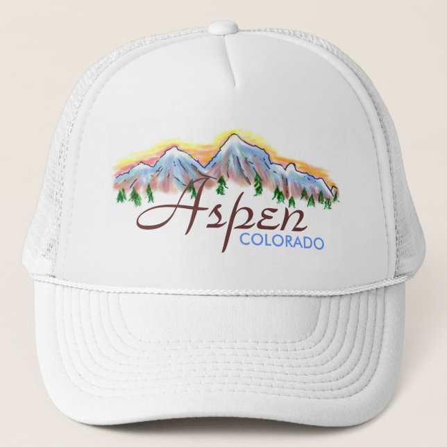 Camionero Gorra de arte montañés de Aspen Colorado (Anverso)