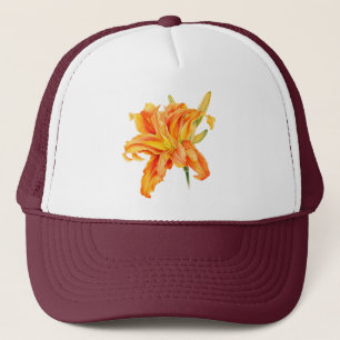 Camionero Gorra de arte naranja de Double Daylily Hemerocall