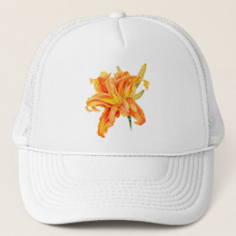 Camionero Gorra de arte naranja de Double Daylily Hemerocall