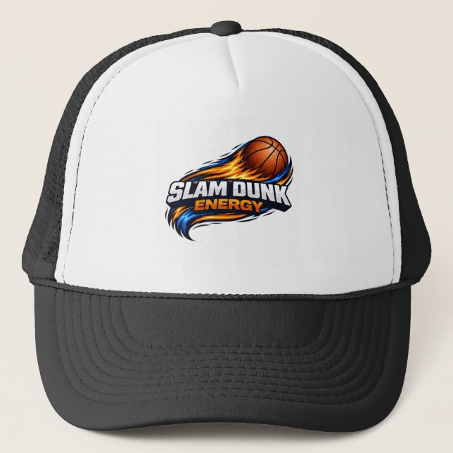 Camionero Gorra de Baloncesto Slam Dunk Energy | Naranja Azu (Anverso)