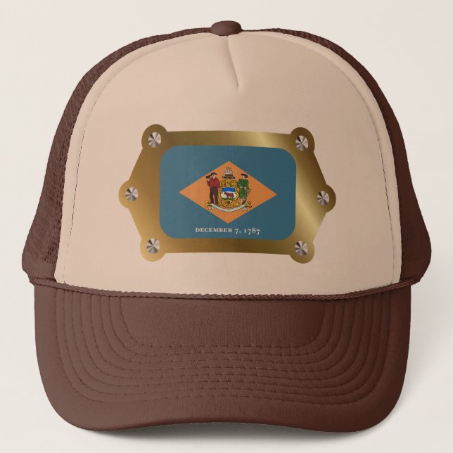 Camionero Gorra de bandera con marco de Delaware (Anverso)