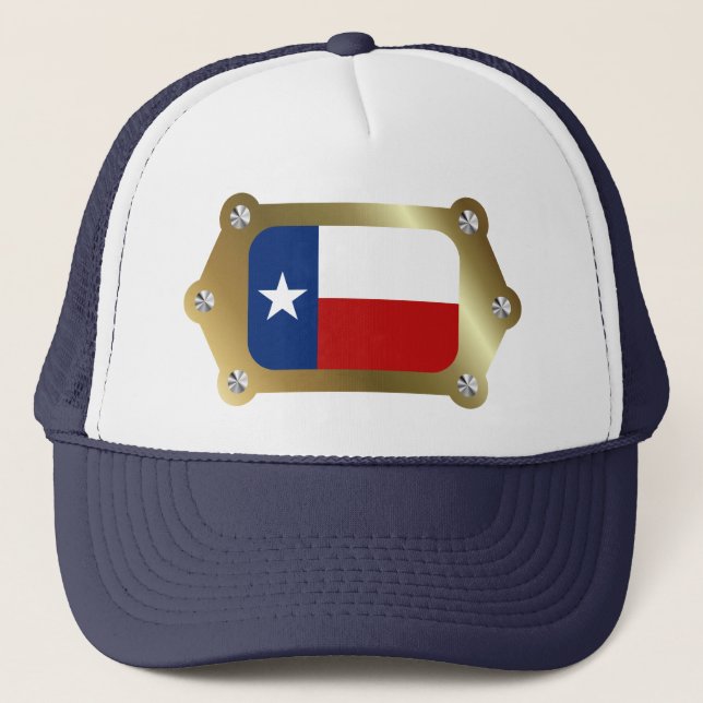 Camionero Gorra de bandera enmarcado de Texas (Anverso)