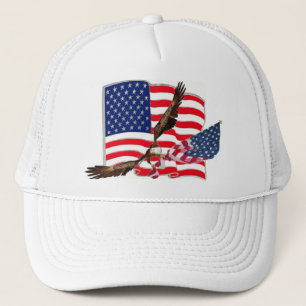 Camionero Gorra de béisbol altísimo de Eagle de la bandera