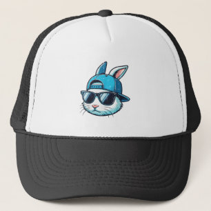 Camionero Gorra de béisbol con cara de conejo de Pascua Gafa
