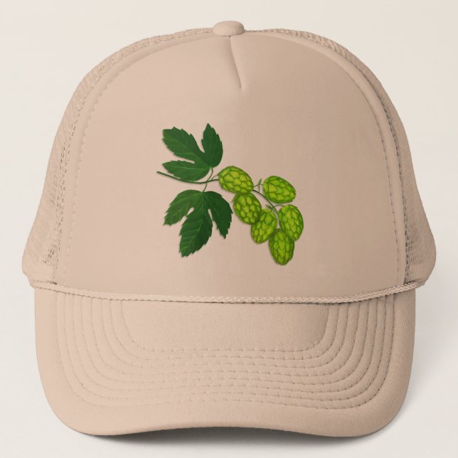 Camionero Gorra de béisbol de arte botánico Hops Flower (Anverso)