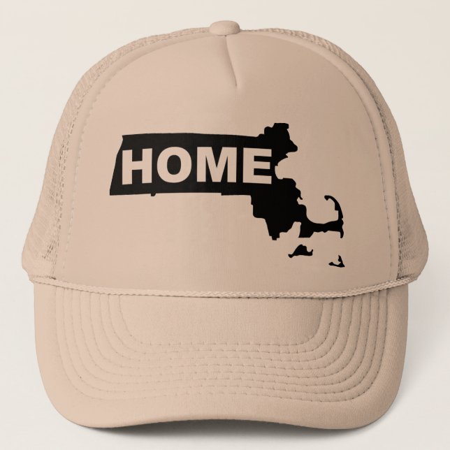 Camionero Gorra de béisbol de Massachusetts hogar lejos de c (Anverso)