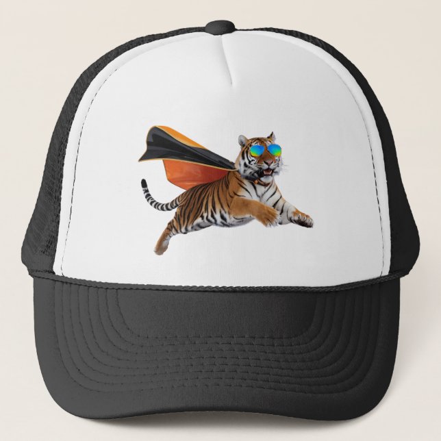 Camionero Gorra de béisbol de superhéroe de tigre (Anverso)
