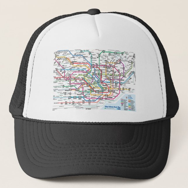 Camionero Gorra de béisbol del mapa del subterráneo de Tokio (Anverso)