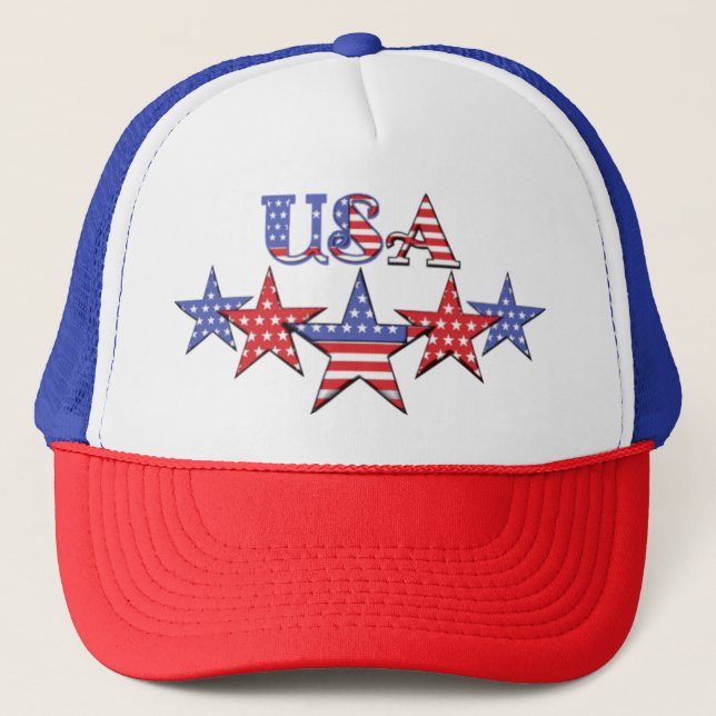 Camionero Gorra de béisbol patriótico rojo, blanco y azul (Anverso)