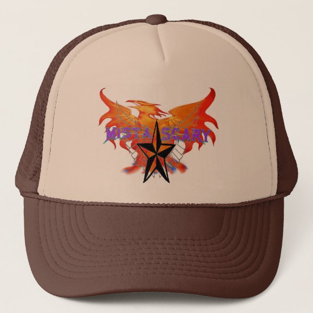 Camionero Gorra de béisbol púrpura del pájaro del fuego de (Anverso)