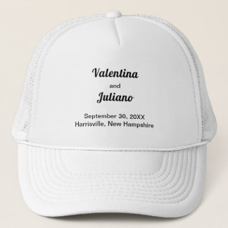 Camionero Gorra de boda negra y blanca