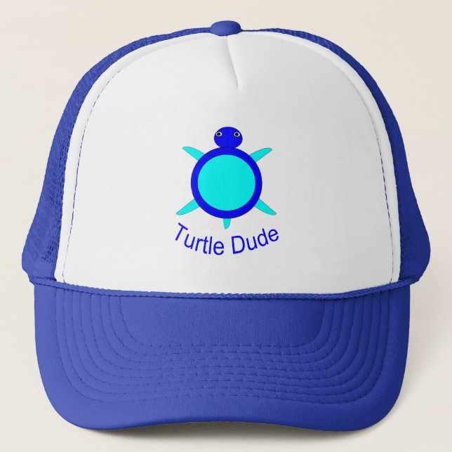 Camionero Gorra de Bright Blue Turtle Dude (Anverso)