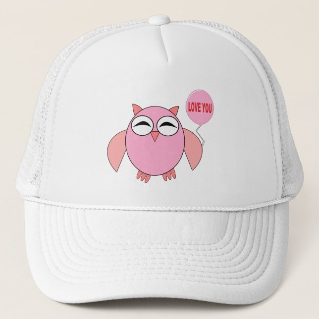 Camionero Gorra De Búho De Cute Pink (Anverso)