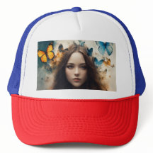 Gorra de camionero: Mariposa y pluma 