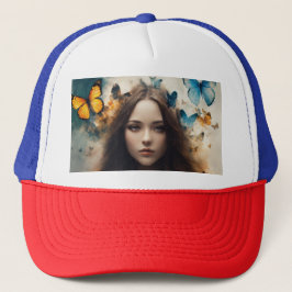 Camionero Gorra de camionero: Mariposa y pluma 