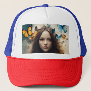 Camionero Gorra de camionero: Mariposa y pluma 