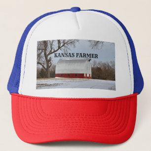 Camionero Gorra de camioneros de granero rojo de Kansas