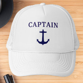 Camionero Gorra de capitán con ancla azul náutico