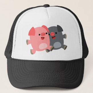 Camionero Gorra de cerdos de Personalizado blanco y negro