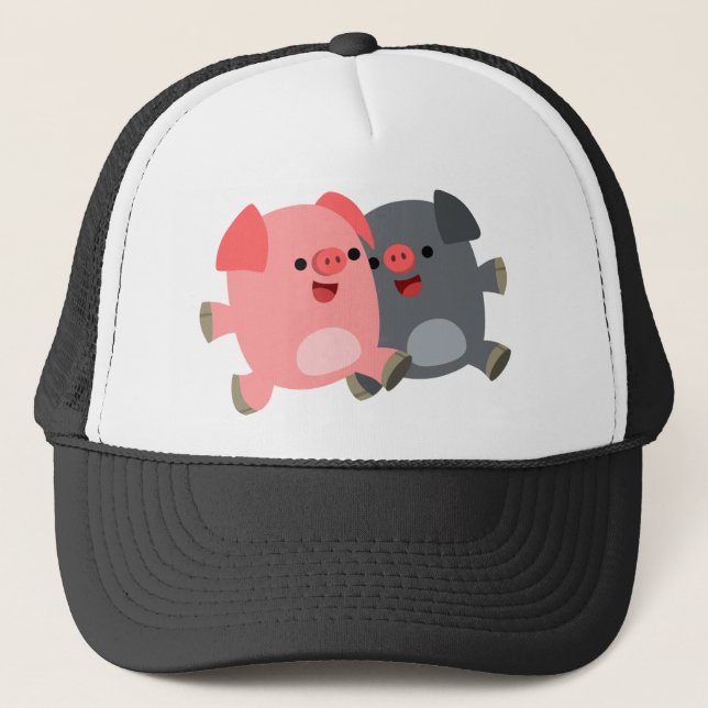 Camionero Gorra de cerdos de Personalizado blanco y negro (Anverso)