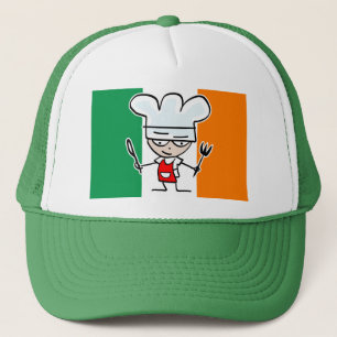Camionero Gorra de chef con bandera irlandesa y personalizad