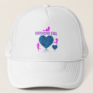 Camionero Gorra de chica de cumpleaños rosa y azul