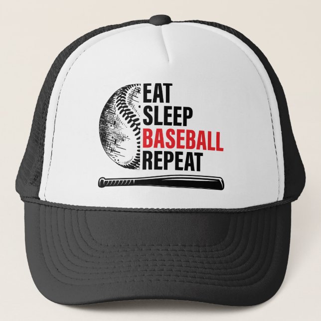 Camionero Gorra de Comer Dormir Béisbol Repetir (Anverso)